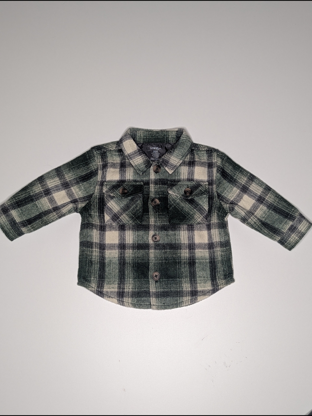Childrens Green Plaid Button-Up Jacket